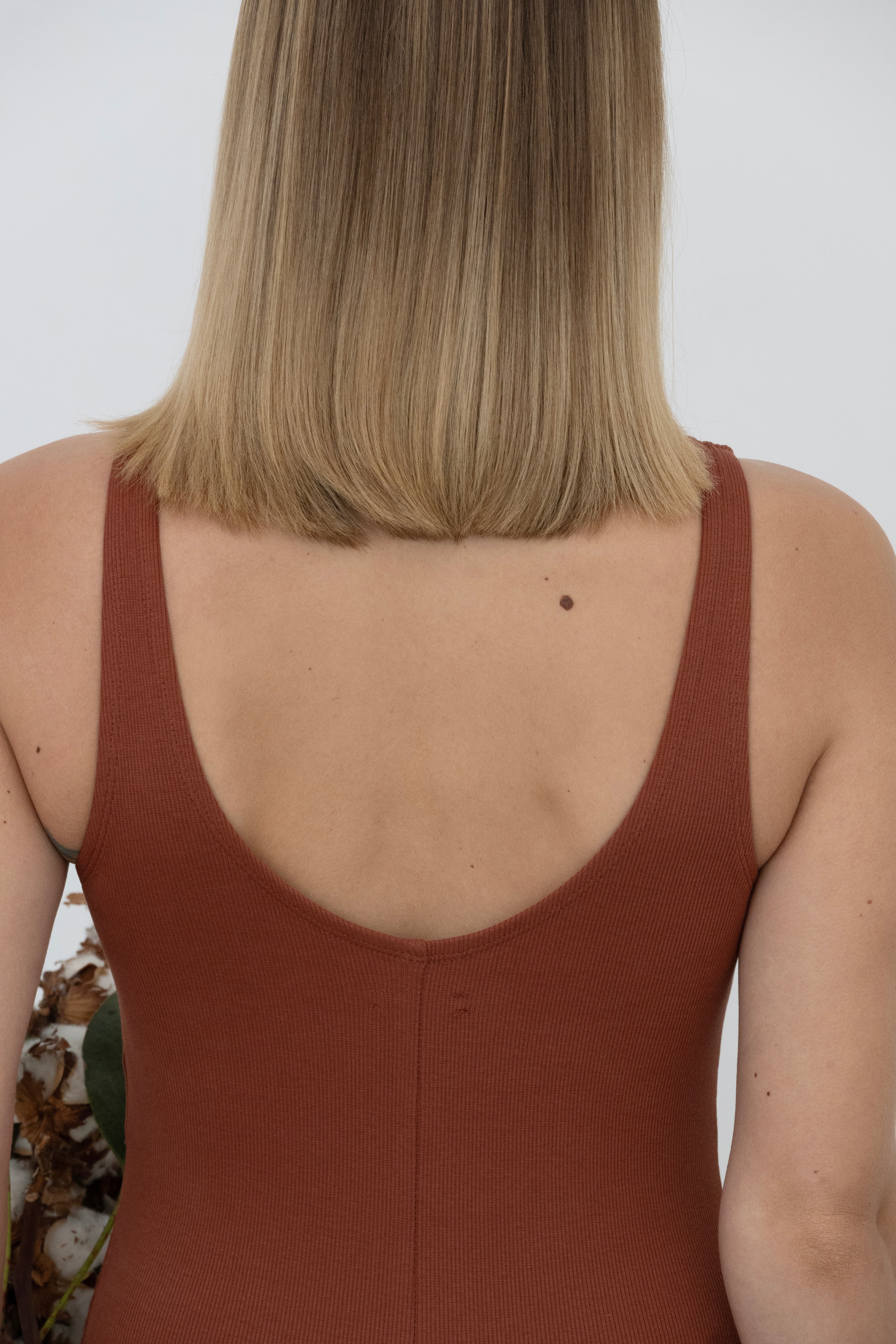 Elba Sleeveless One-Piece in Organic Cotton in Red Soil