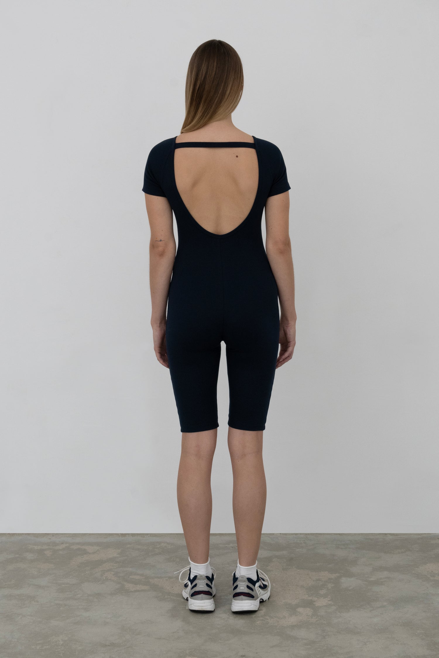 Julie Short Sleeve One-Piece in Organic Cotton in Ocean Blue