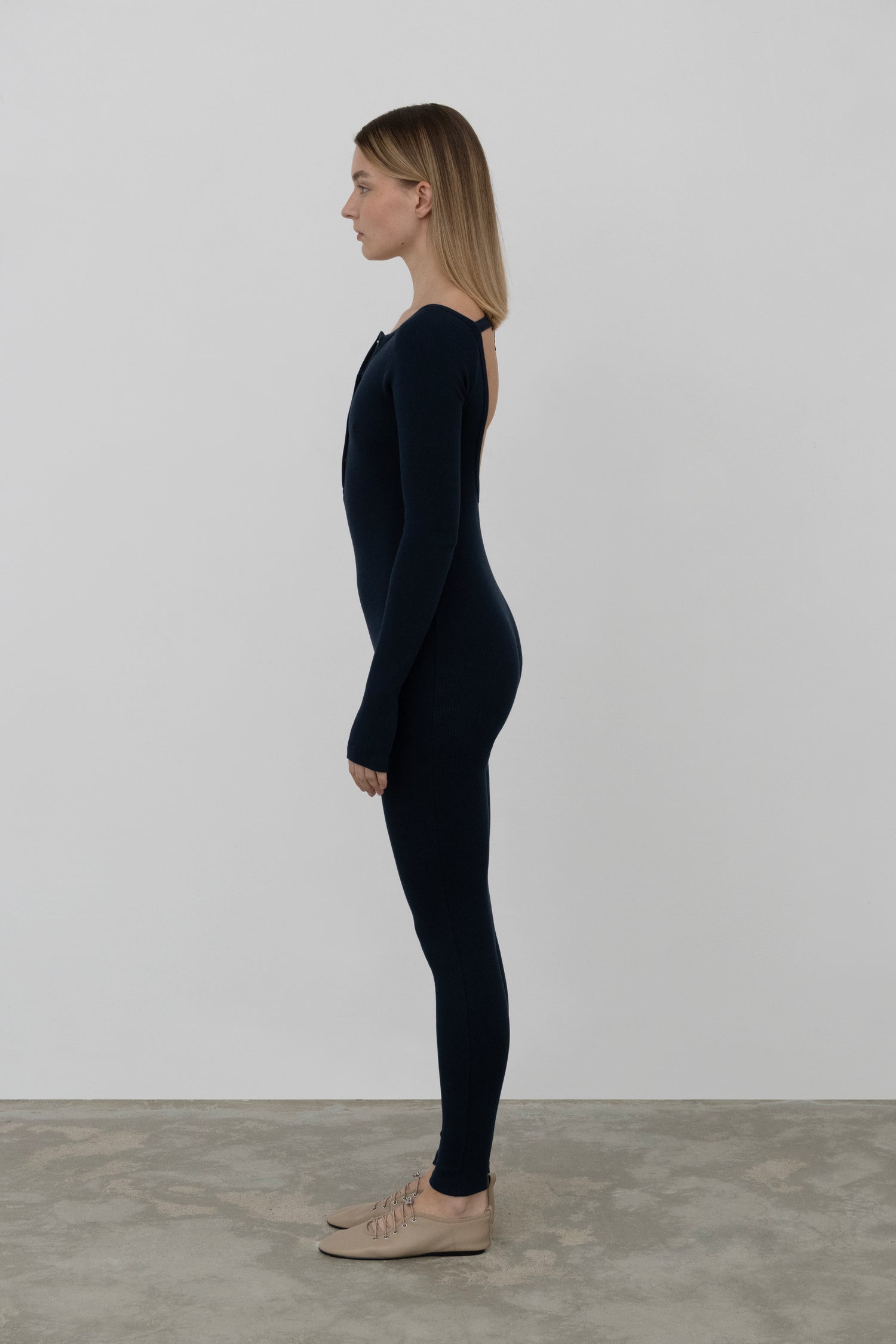 Palma Long Sleeve One-Piece in Organic Cotton in Ocean Blue