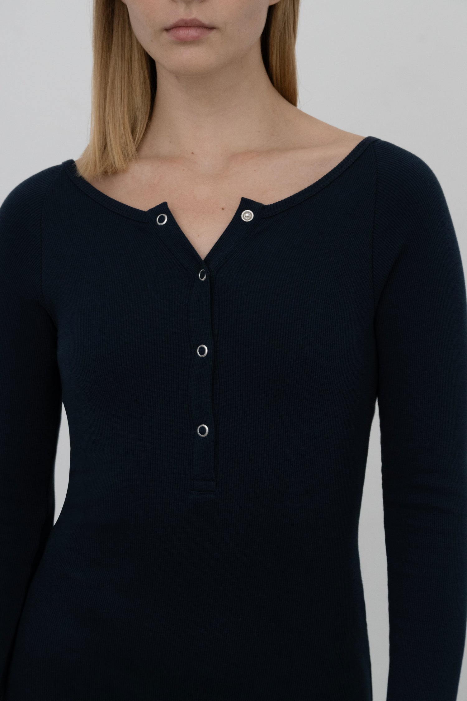 Palma Long Sleeve One-Piece in Organic Cotton in Ocean Blue