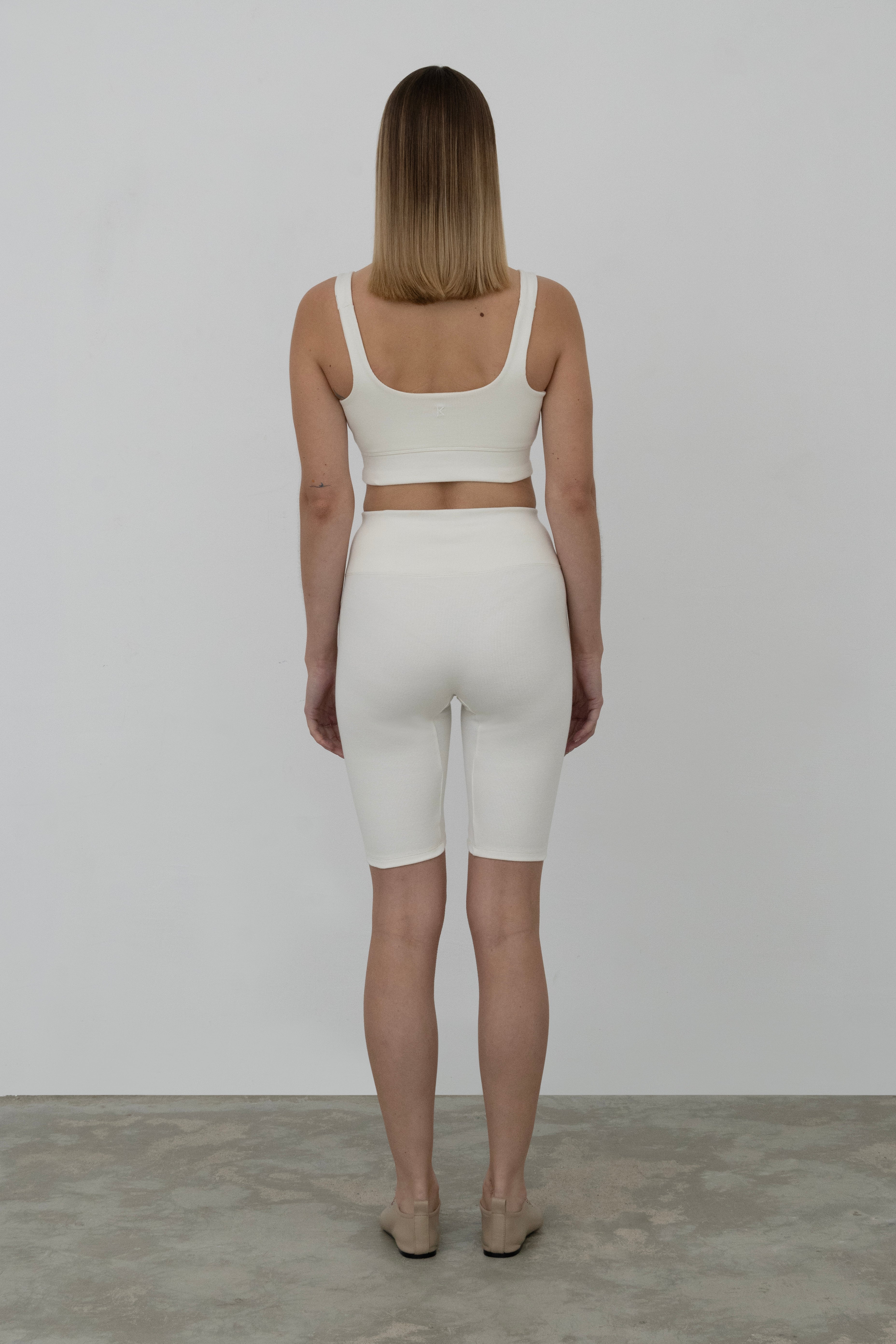 Charlotte High Waist Shorts in Organic Cotton in Sky White