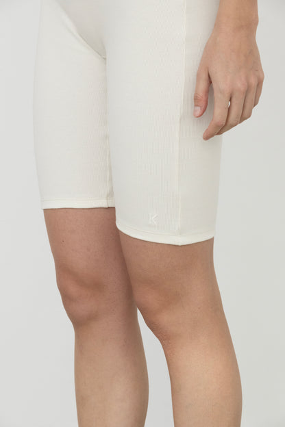 Charlotte High Waist Shorts in Organic Cotton in Sky White