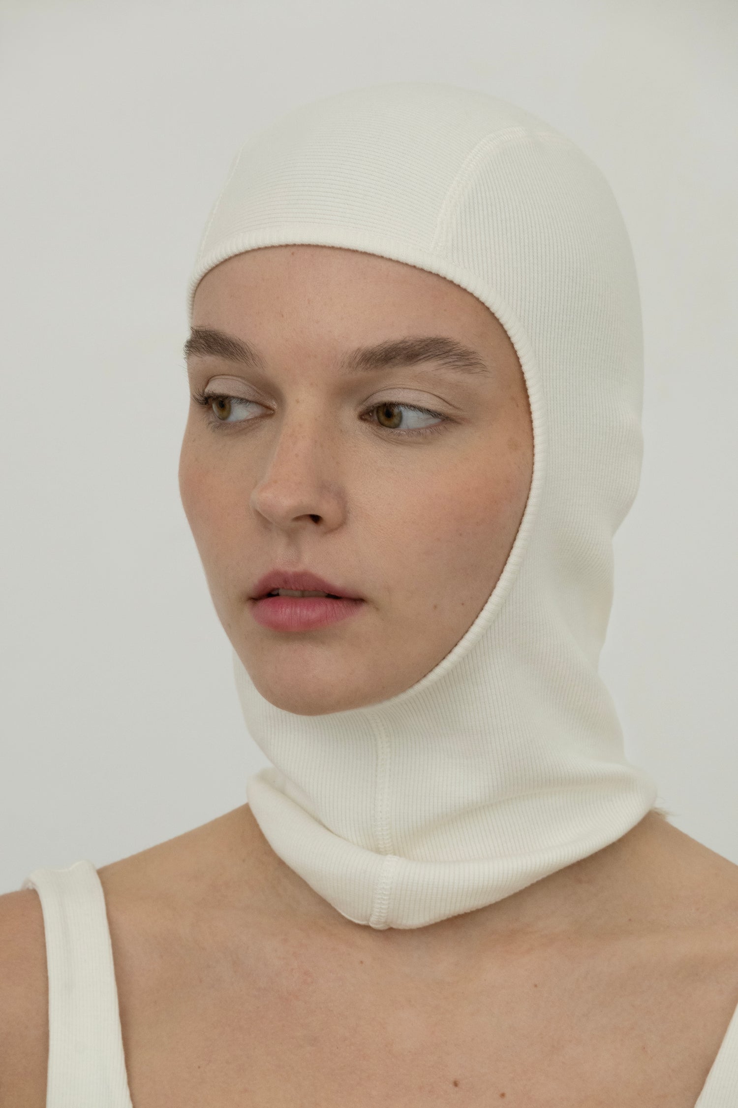 Lilith Balaclava in Organic Cotton in Sky White