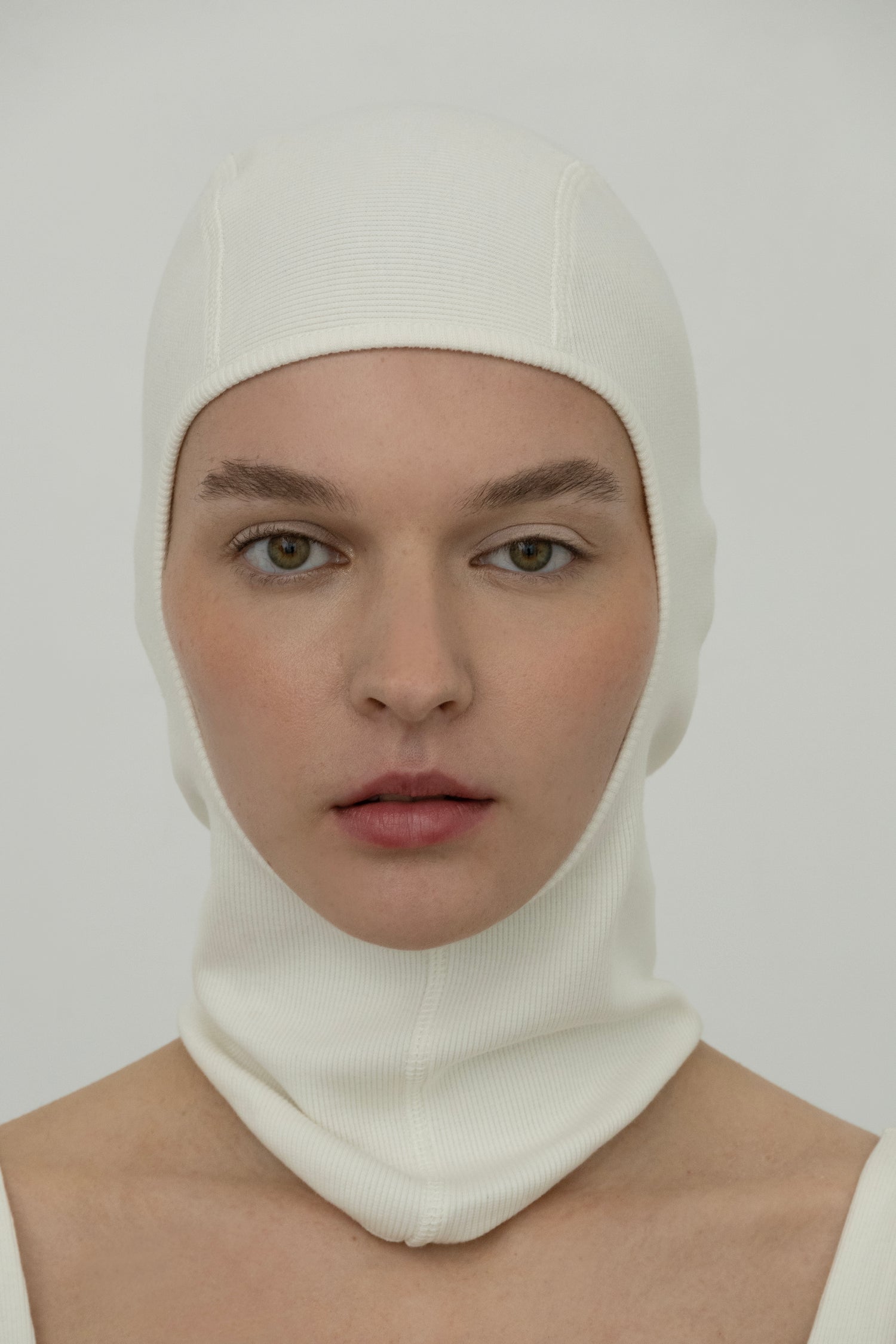 Lilith Balaclava in Organic Cotton in Sky White