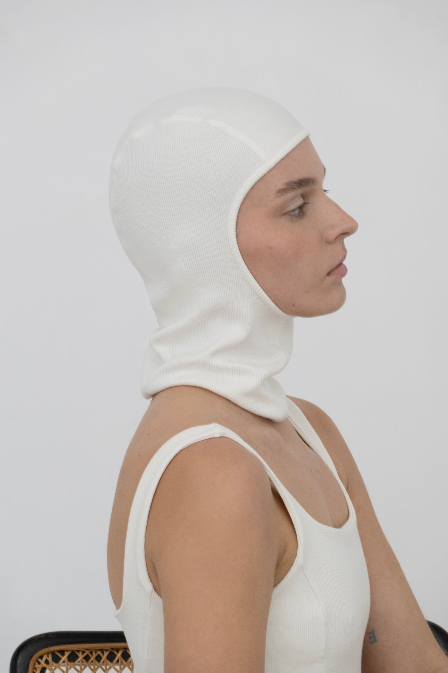 Lilith Balaclava in Organic Cotton in Sky White