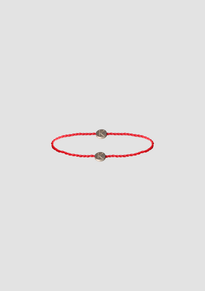 Moon Bracelet en Plata y Cordón Rojo