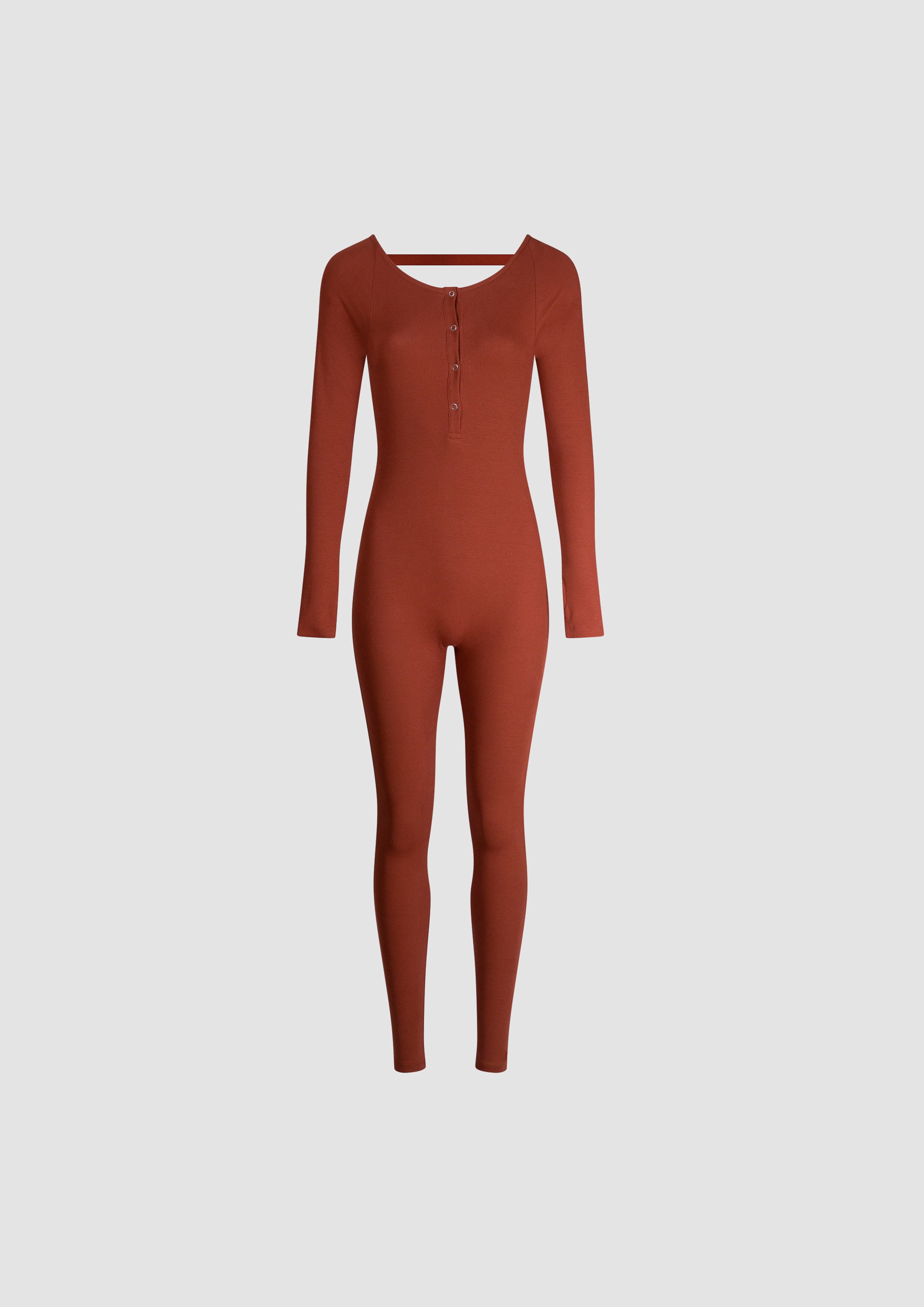 Palma Long Sleeve One-Piece in Organic Cotton in Red Soil