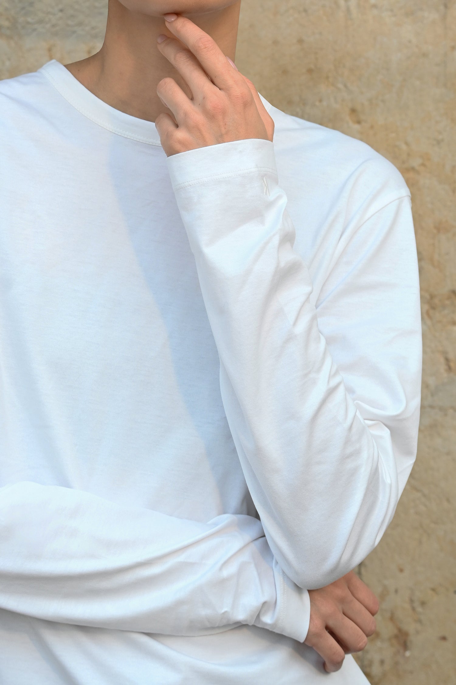 Tate Long Sleeve in Cotton PG in White