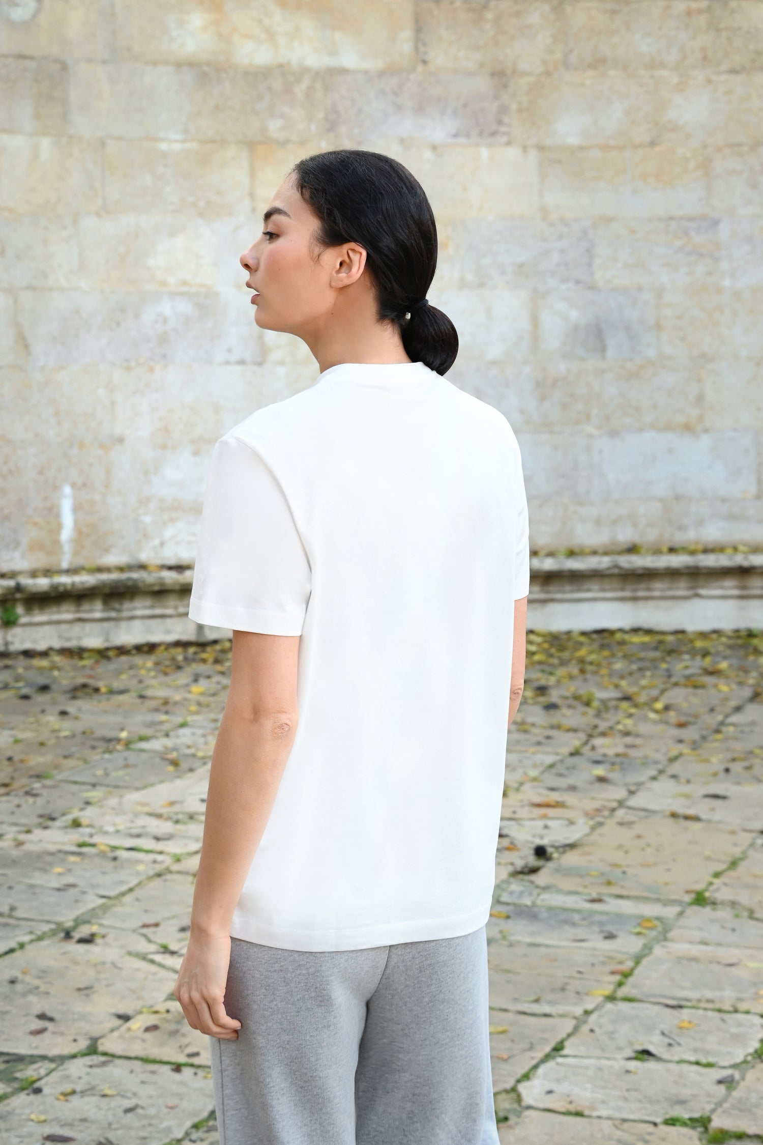 Tate V-Neck T-Shirt de Algodón PG en Blanco