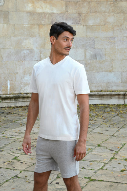 Tate V-Neck T-Shirt de Algodón PG en Blanco